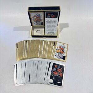 Vintage Congress Playing Cards Floral Black Velvet Box Complete LNC